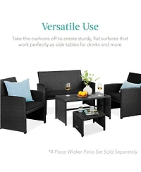 Best Choice Products Set of 2 Multipurpose Patio Wicker Ottomans w/ Removable Cushions