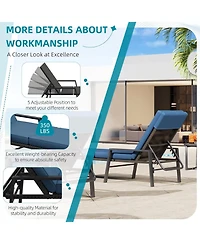 Aecojoy Chaise Lounge Chairs for Outside Set of 2, Adjustable Wicker Pe Rattan Patio Pool Recliner Chair with Removable Cushion