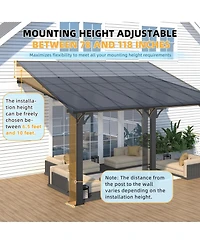 Aecojoy 14'x10' Adjustable Height Wall Mounted Outdoor Gazebos Pergola