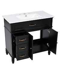 Casainc 36" Bathroom Vanity with Sink, Cabinet Drawers and Solid Frame, One Package