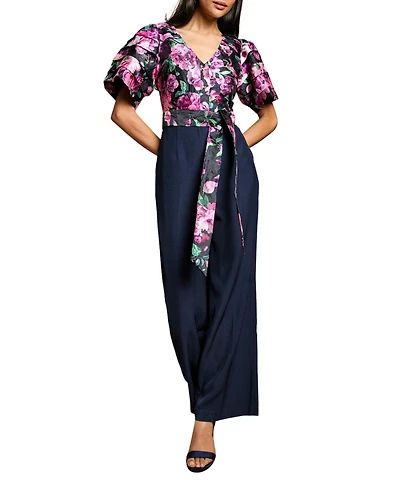 Coast Women's Printed Tiered Sleeve Organza Jumpsuit