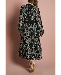 Coast Women's Long Sleeve Broderie Floral Midaxi Dress