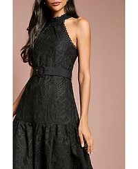 Coast Women's Lace Organza Belted Halter Midi Dress