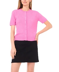 Vince Camuto Women's Covered Button Crewneck Cardigan Sweater