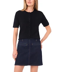 Vince Camuto Women's Covered Button Crewneck Cardigan Sweater