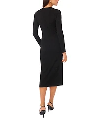 Vince Camuto Women's Ribbed Long Sleeves Midi Dress