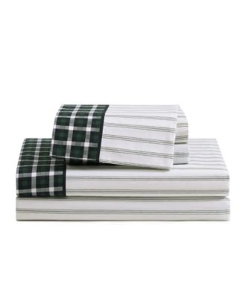 Tommy Hilfiger Cass Park Mix Check Stripe Contrast Hem Sheet Set