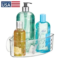 iDesign Plastic Suction Corner Shower Basket for Bathroom