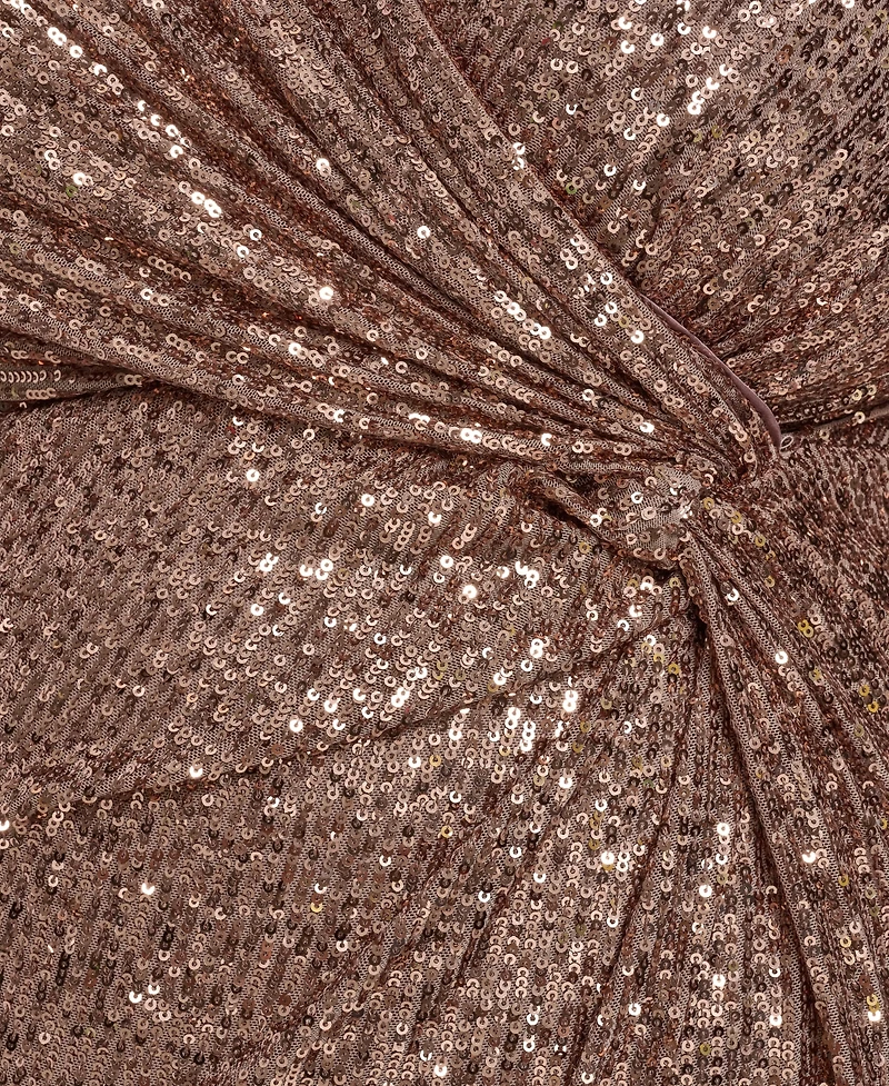 Jessica Howard Plus Sequin Twist-Front Long Sleeve Gown