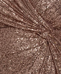 Jessica Howard Plus Sequin Twist-Front Long Sleeve Gown