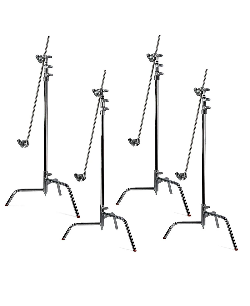 Matthews 40" C+ Stand with Turtle Base and Grip Head and Arm, Chrome, 4-Pack