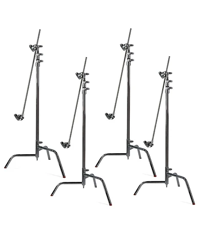 Matthews 40" C+ Stand with Turtle Base and Grip Head and Arm, Chrome, 4-Pack
