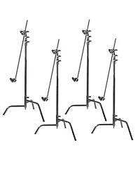 Matthews 40" C+ Stand with Turtle Base and Grip Head and Arm, Chrome, 4-Pack
