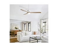 Sofucor 60-inch Modern Minimalist Style White 3-Blade Ceiling Fan with Led Light, Remote Control and Timing Function