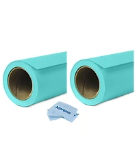 Savage 2 Pack Widetone Seamless Background Paper, 86" wide x 36' Baby Blue, #47 - With Microfiber Cleaning Cloth