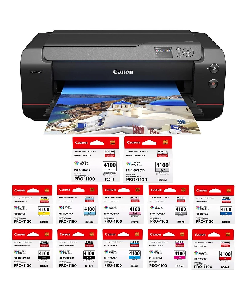 Canon imagePROGRAF Pro-1100 17" Professional Wide Format Wireless Inkjet Photo Printer, Bundle with Color Ink Pack