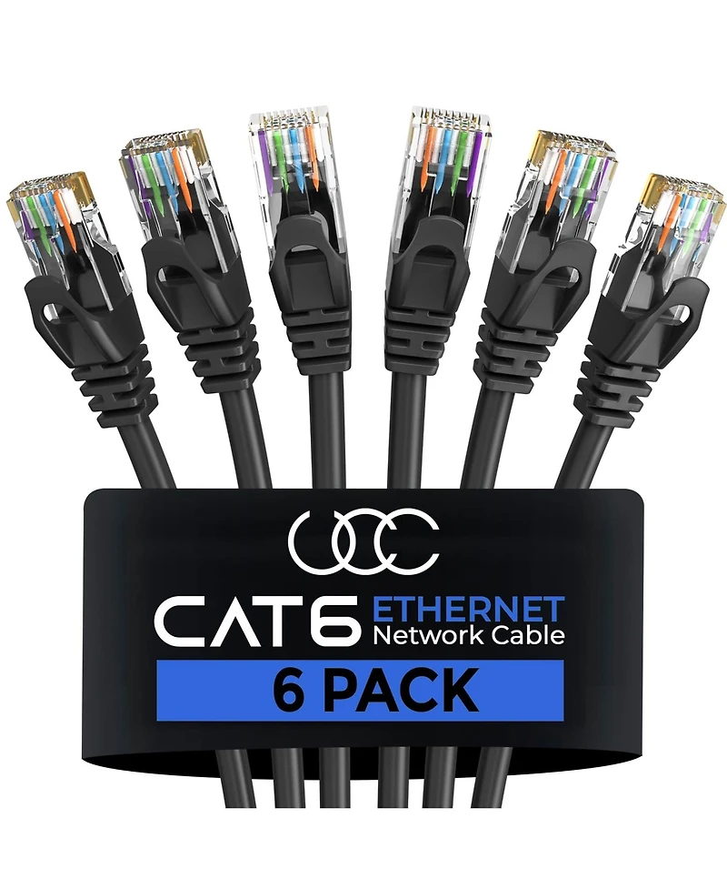 Ultra Clarity Cables CAT6 Ethernet Cable 6-Pack Lan Utp RJ45 Network Patch Internet Cable