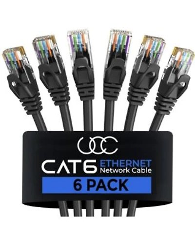 Ultra Clarity Cables CAT6 Ethernet Cable 6-Pack Lan Utp RJ45 Network Patch Internet Cable