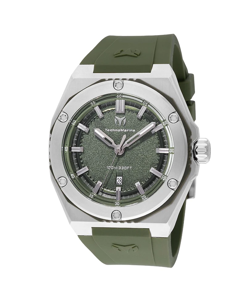 Technomarine Men's Tm-416067 Coral Quartz 3 Hand Olive Green Dial Watch