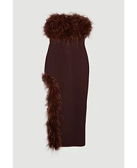 Karen Millen Women's Feather Detail Knit Midi Dress