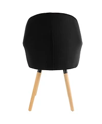 Elama 2 Piece Fabric Tufted Chair in Black with Wooden Legs