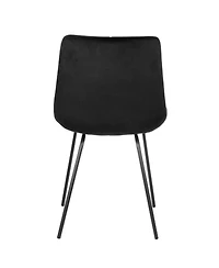 Elama 2 Piece Tufted Chair in Black with Metal Legs