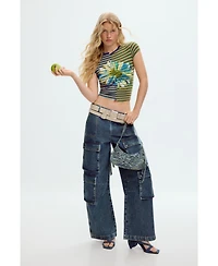 Desigual Women's Striped daisy T-shirt