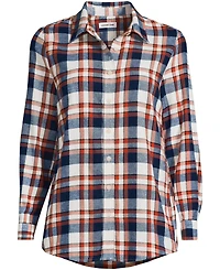 Lands' End Women's Petite Flannel Boyfriend Fit Long Sleeve Shirt