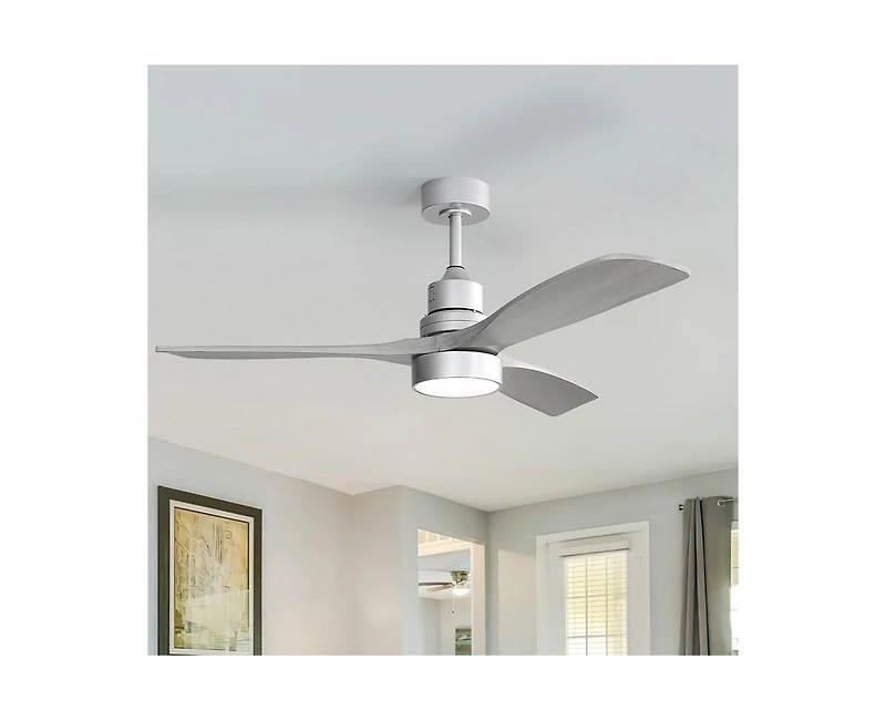 52-inch Modern Minimalist Sliver 3 Blades Ceiling Fan with 3 color Dimmable and Memory Function Light and Remote control