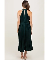 Pinkblush Maternity Forest Green Pleated Halter Dress