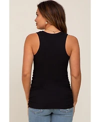 Pinkblush Maternity Charcoal Ribbed Sleeveless Ruched Tank Top