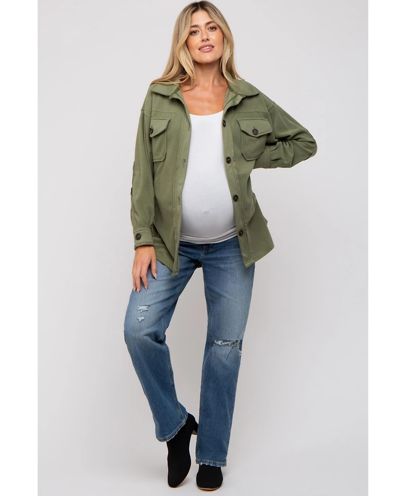 Pinkblush Maternity Beige Fleece Double Front Pocket Jacket