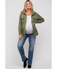 Pinkblush Maternity Beige Fleece Double Front Pocket Jacket