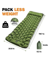 Powerlix Camping Sleeping Pad Ultralight Air Mattress with Built In Pillow