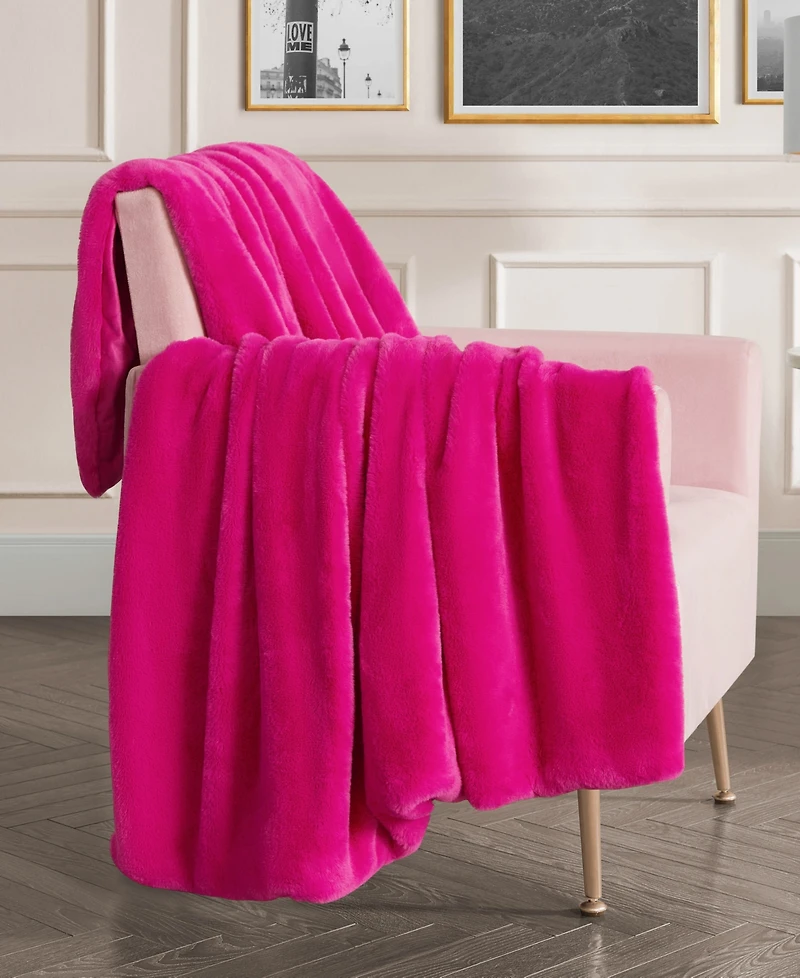 Juicy Couture Rabbit Mink Faux Fur Throw Blanket, 50" x 70"