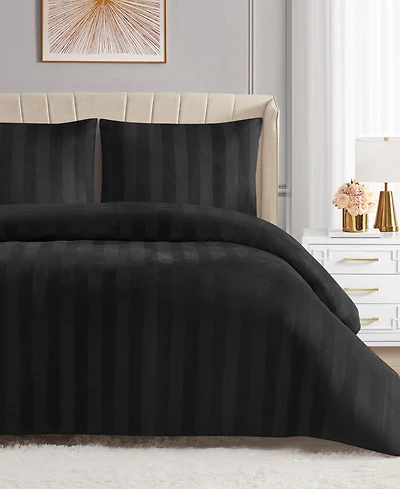 Juicy Couture Jenny Velour Striped Jacquard 3-Pc. Duvet Cover Set, King