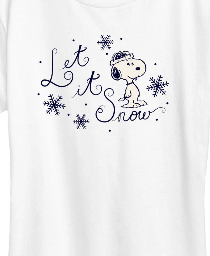Snoopy Let it Snow Christmas Women's Short Sleeve Graphic T-shirts