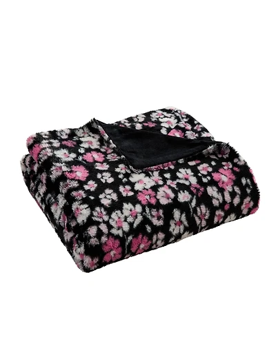 Betsey Johnson Printed Faux Rabbit Fur Blanket, 70" x 50"