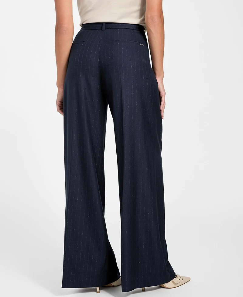 Guess Women's Zanita Pin Stripe Relaxed-Fit Pants