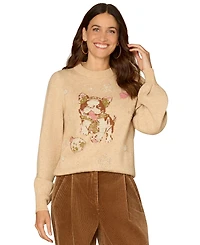 Democracy Petite Placement Animal Print Sweater