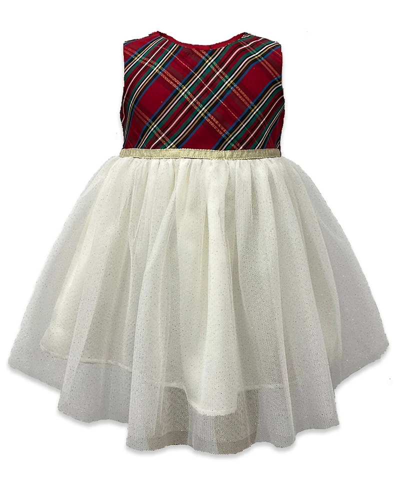 Blueberi Boulevard Baby Girls 2-Piece Holiday Plaid Dress and Coat Set
