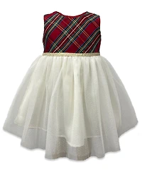 Blueberi Boulevard Baby Girls 2-Piece Holiday Plaid Dress and Coat Set