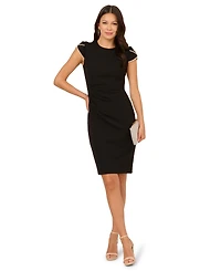 Adrianna Papell Women's Crew Neck Petal Sleeve Sheath Dress
