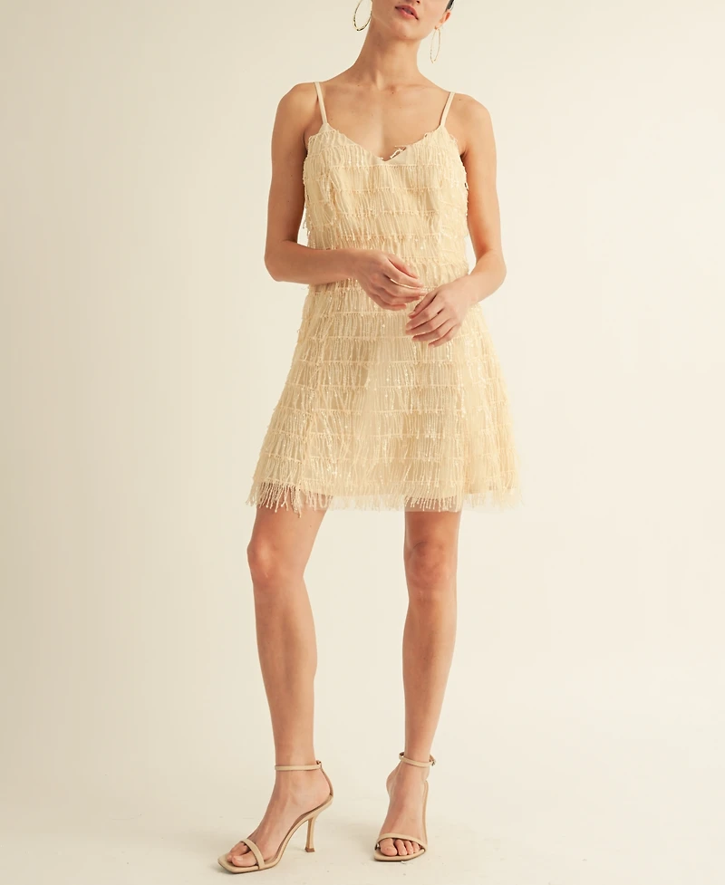 Arose Studio, Inc Women's Samara Fringe Detail Flapper Mini Dress