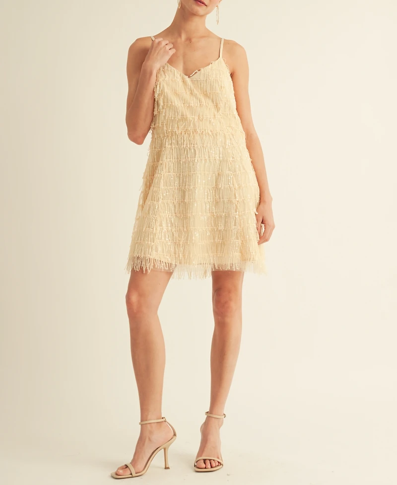 Arose Studio, Inc Women's Samara Fringe Detail Flapper Mini Dress