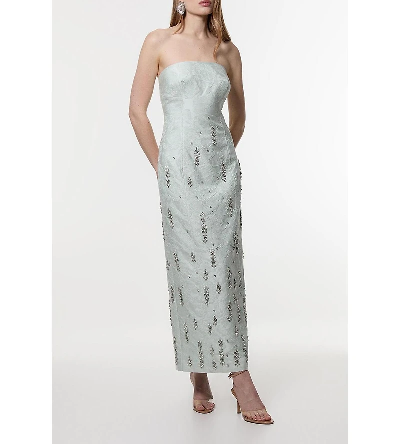 Karen Millen Crystal Embellished Strapless Midi Dress