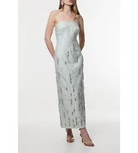 Karen Millen Crystal Embellished Strapless Midi Dress