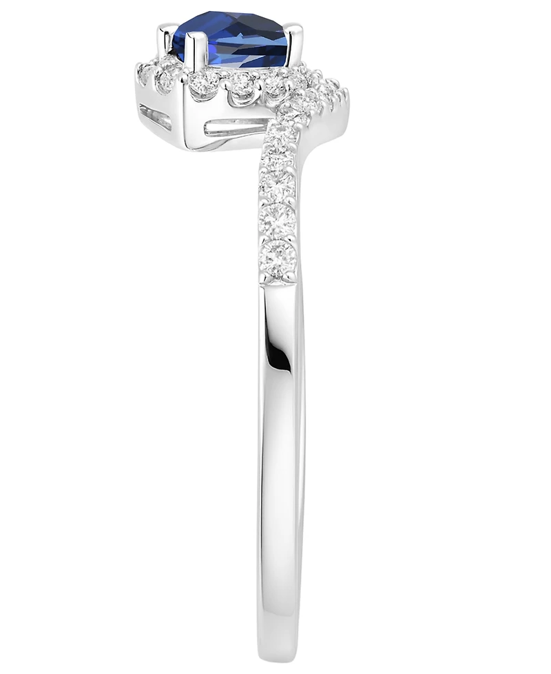 Macy's Lab-Grown Sapphire (5/8 ct. t.w.) and Lab-Grown White Sapphire (3/8 ct. t.w.) Ring in Sterling Silver