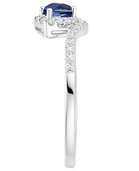 Macy's Lab-Grown Sapphire (5/8 ct. t.w.) and Lab-Grown White Sapphire (3/8 ct. t.w.) Ring in Sterling Silver
