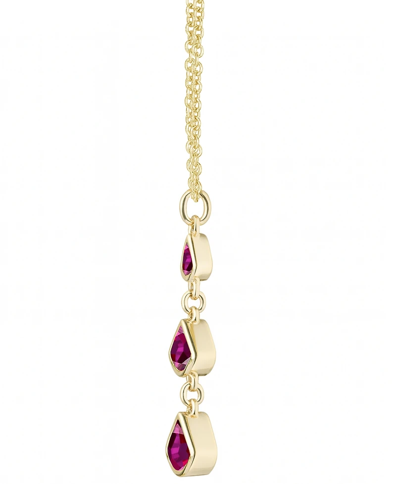 Macy's Lab-Grown Ruby Pendant Necklace (1-1/5 ct. t.w.) in 14K Gold Over Sterling Silver